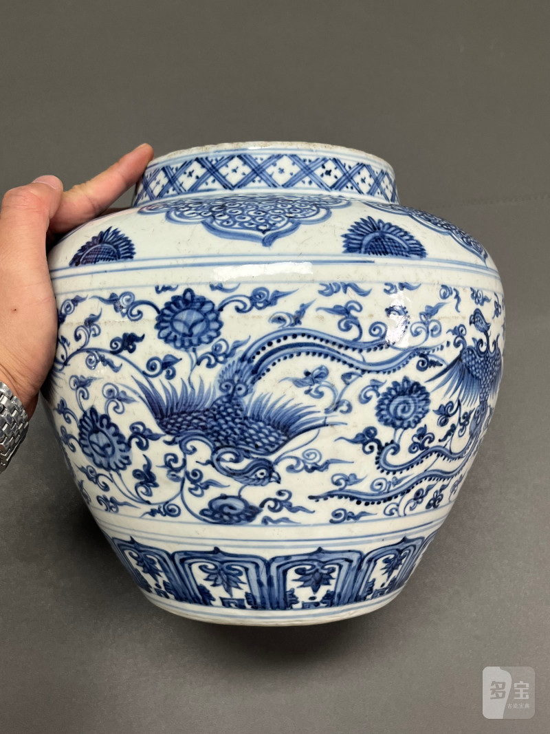 明中期  青花凤穿花纹罐 - 图6